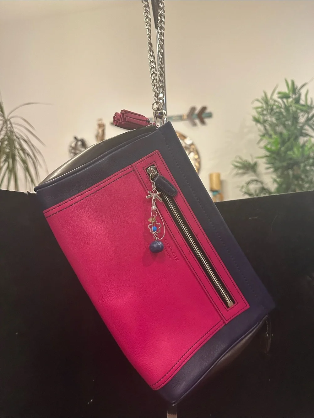 Coach #284 Legacy ColorblockTwo-Tone Pink and Purple Leather Large clutch